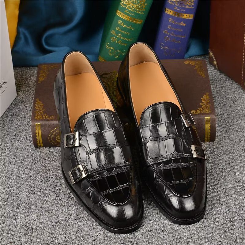 Formelle Sko Herre Med Eksotisk Tekstur Modish Monkstrap Dress - Sort