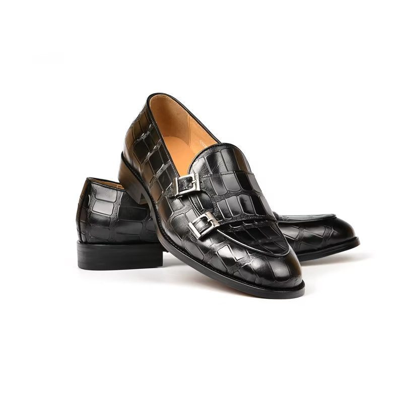 Formelle Sko Herre Med Eksotisk Tekstur Modish Monkstrap Dress - Sort