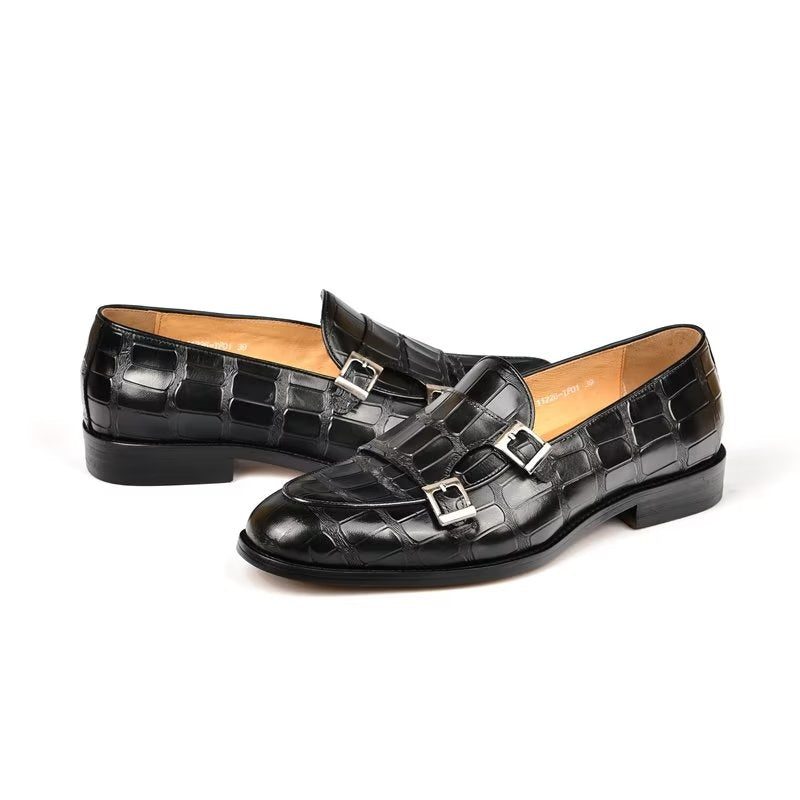 Formelle Sko Herre Med Eksotisk Tekstur Modish Monkstrap Dress - Sort