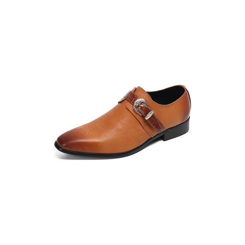 Formelle Sko Herre Monkstraps Elegante Slip-ons Med Ægte Læder - Brun