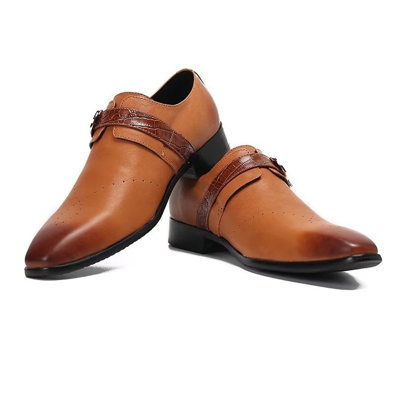 Formelle Sko Herre Monkstraps Elegante Slip-ons Med Ægte Læder - Brun