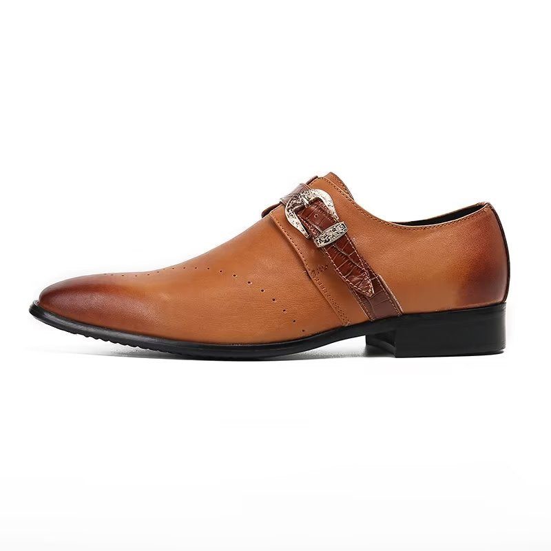 Formelle Sko Herre Monkstraps Elegante Slip-ons Med Ægte Læder - Brun