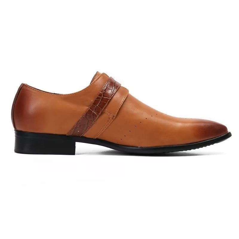 Formelle Sko Herre Monkstraps Elegante Slip-ons Med Ægte Læder - Brun