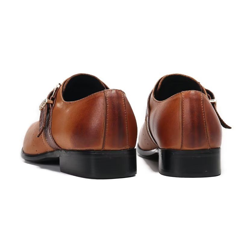 Formelle Sko Herre Monkstraps Elegante Slip-ons Med Ægte Læder - Brun