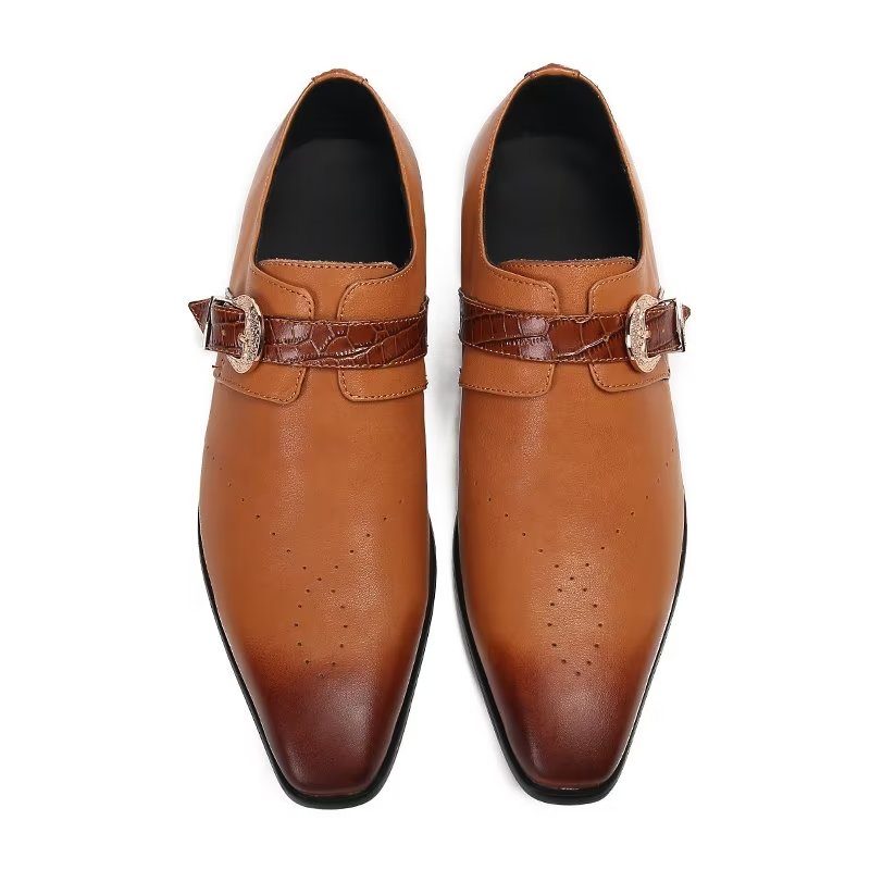 Formelle Sko Herre Monkstraps Elegante Slip-ons Med Ægte Læder - Brun