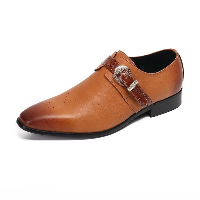 Formelle Sko Herre Monkstraps Elegante Slip-ons Med Ægte Læder - Brun