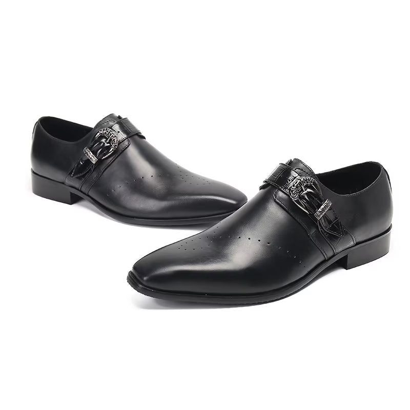 Formelle Sko Herre Monkstraps Elegante Slip-ons Med Ægte Læder - Sort