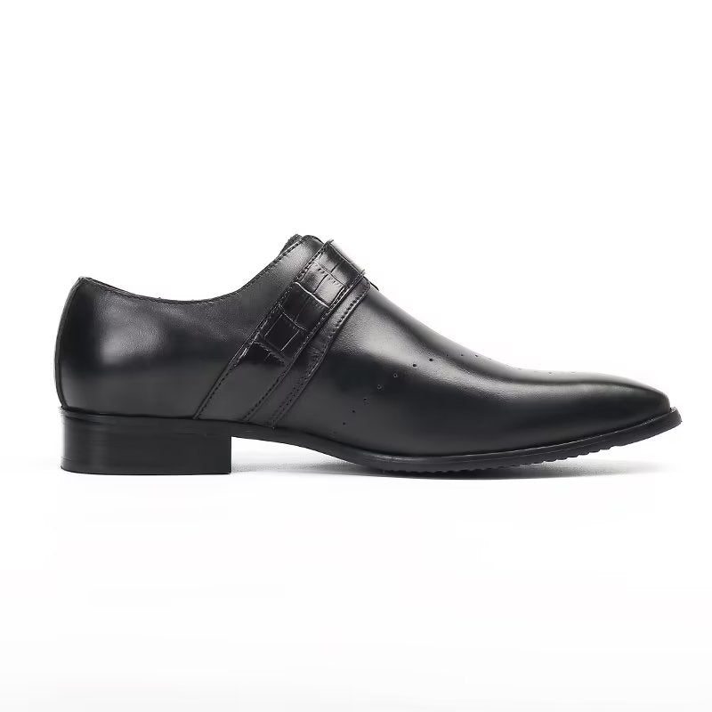 Formelle Sko Herre Monkstraps Elegante Slip-ons Med Ægte Læder - Sort