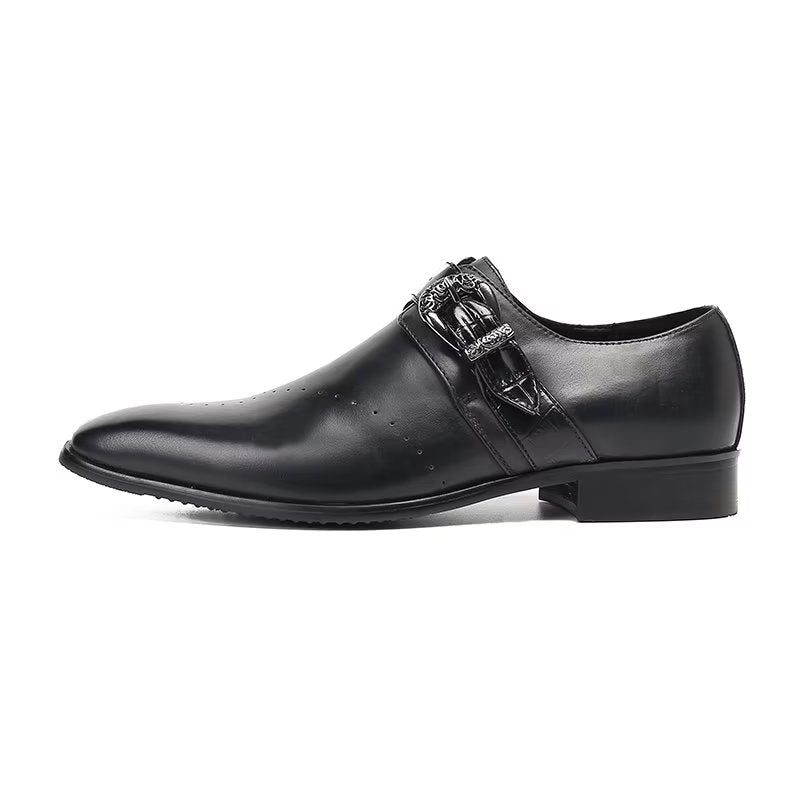 Formelle Sko Herre Monkstraps Elegante Slip-ons Med Ægte Læder - Sort