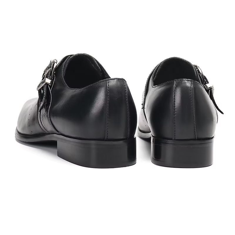 Formelle Sko Herre Monkstraps Elegante Slip-ons Med Ægte Læder - Sort