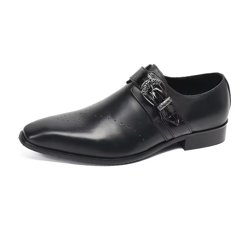 Formelle Sko Herre Monkstraps Elegante Slip-ons Med Ægte Læder - Sort