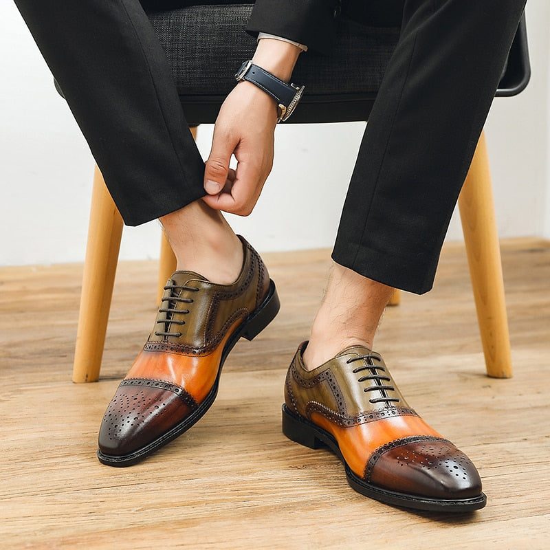 Formelle Sko Herre Wingtip Læder Snøre-oxfords - Orange