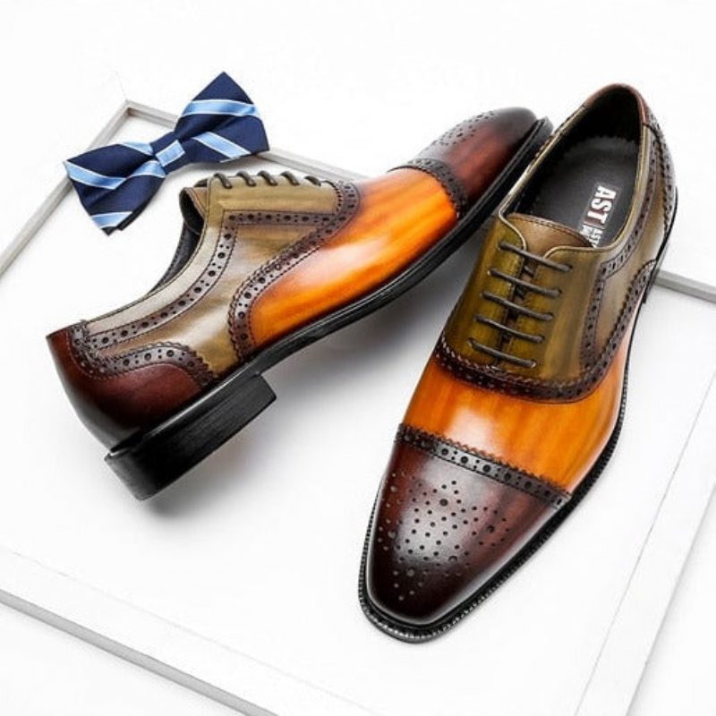 Formelle Sko Herre Wingtip Læder Snøre-oxfords - Orange