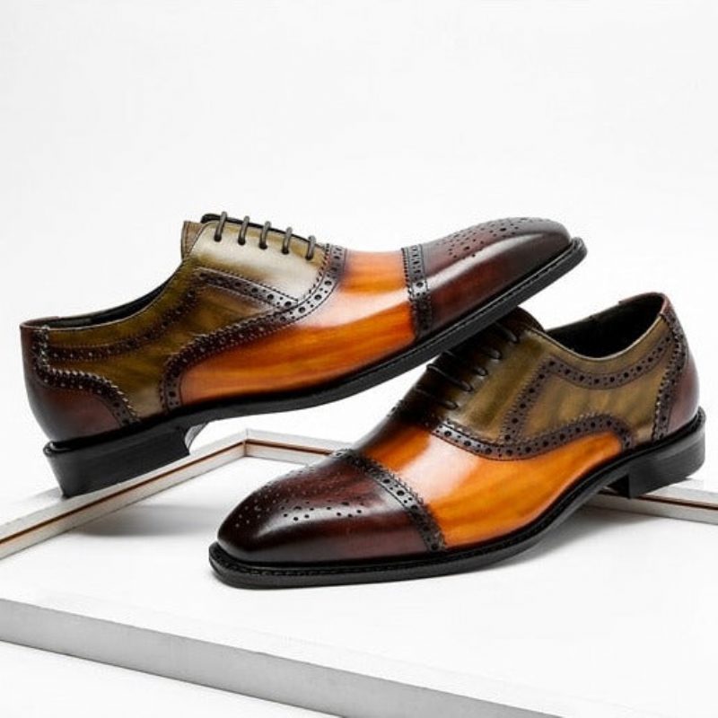 Formelle Sko Herre Wingtip Læder Snøre-oxfords - Orange