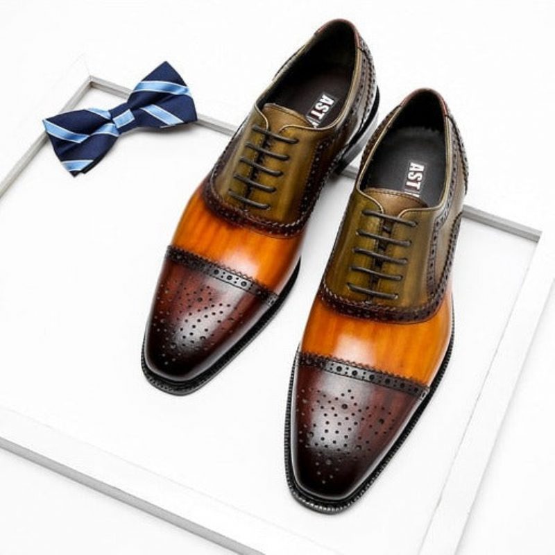 Formelle Sko Herre Wingtip Læder Snøre-oxfords - Orange