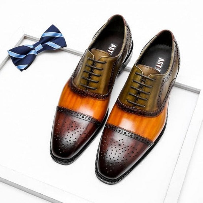 Formelle Sko Herre Wingtip Læder Snøre-oxfords - Orange