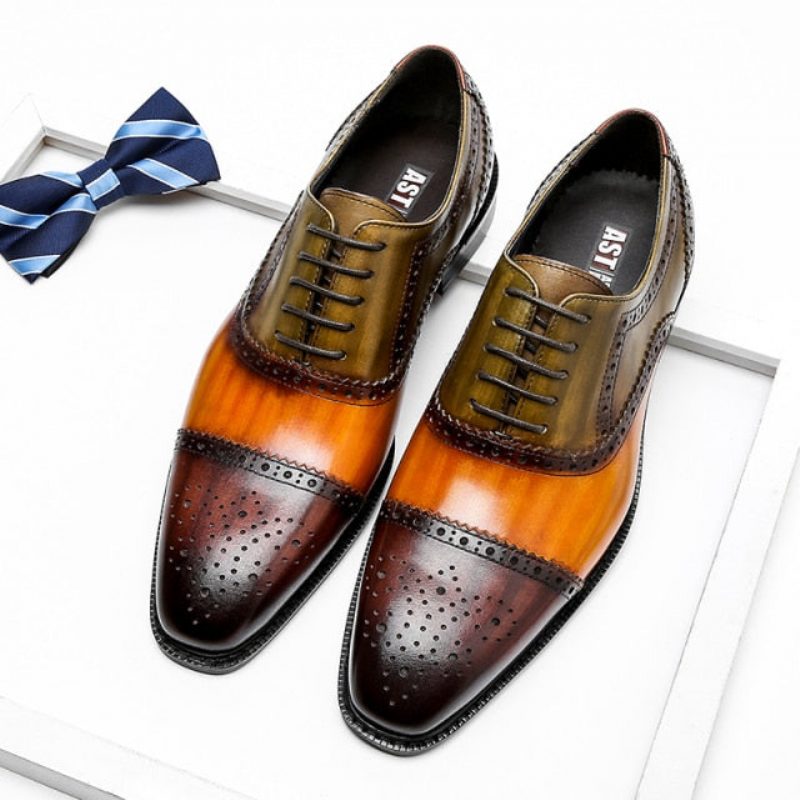 Formelle Sko Herre Wingtip Læder Snøre-oxfords - Orange