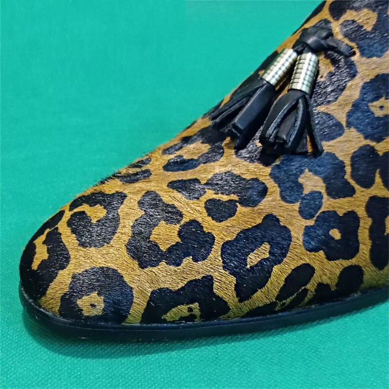 Formelle Sko Til Mænd Prestige Loafers Med Spids Tå I Ægte Læder - Leopard