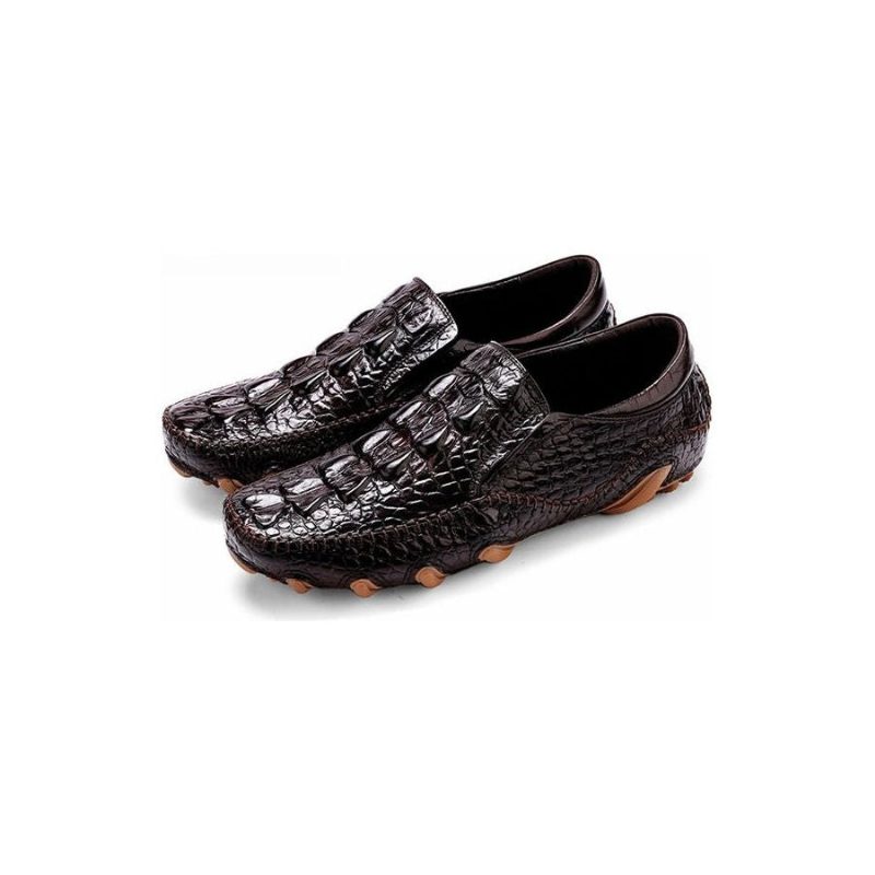 Herre Fritidssko Luksus Alligator Texture Slip-on Oxford Sko - Sort