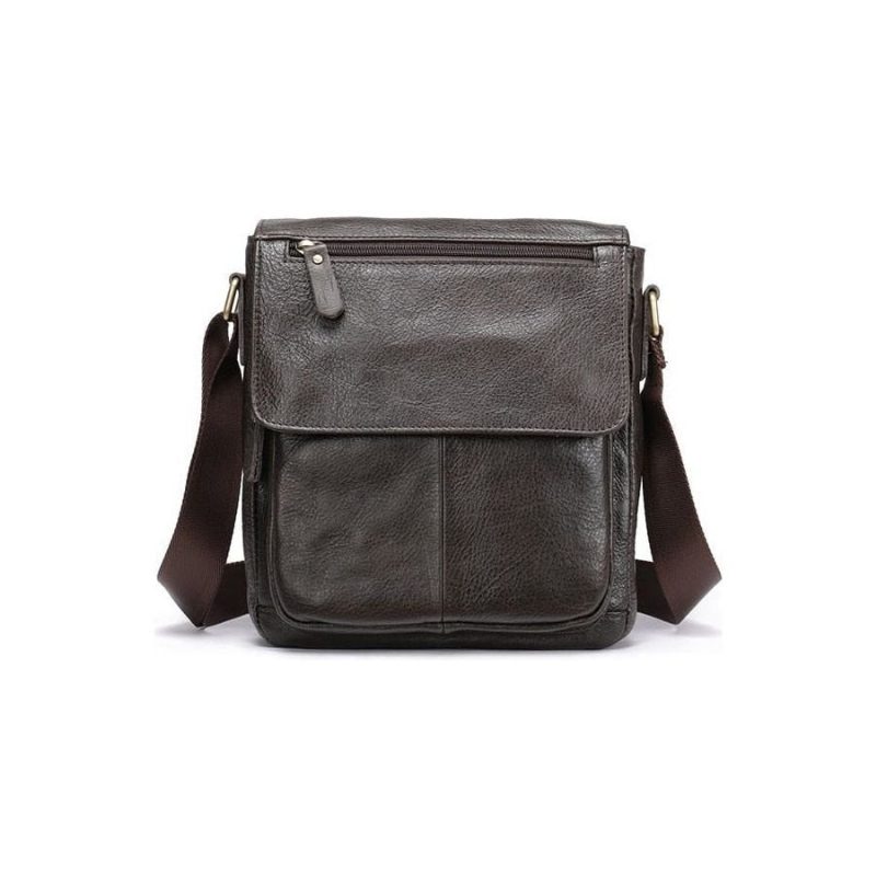 Herre Skuldertasker Crossbody Taske I Læder - Kaffe