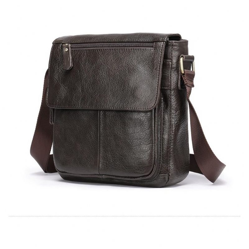 Herre Skuldertasker Crossbody Taske I Læder - Kaffe