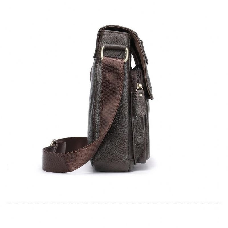 Herre Skuldertasker Crossbody Taske I Læder - Kaffe