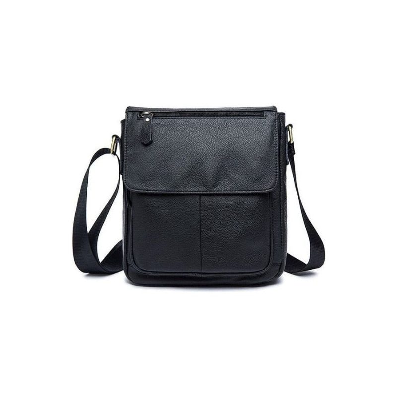 Herre Skuldertasker Crossbody Taske I Læder - Sort