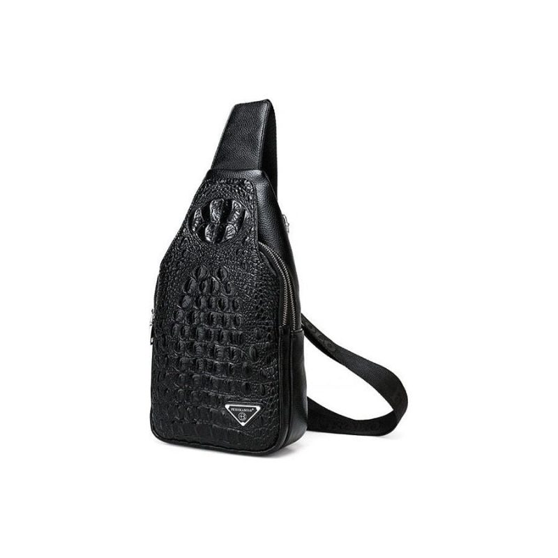 Herre Skuldertasker Eksotisk Croc-print Single Strap Sling Rygsæk - Sort