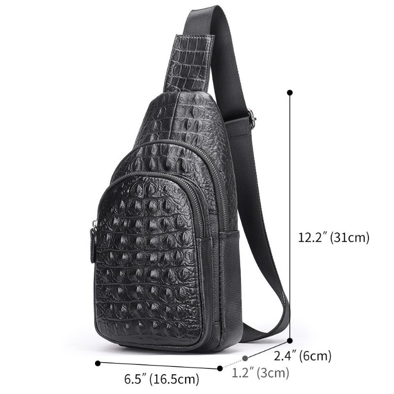 Herre Skuldertasker Exotic Chic Croc-præget Skuldertaske - Sort