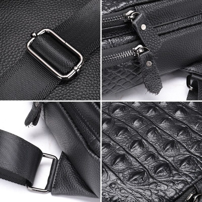 Herre Skuldertasker Exotic Chic Croc-præget Skuldertaske - Sort