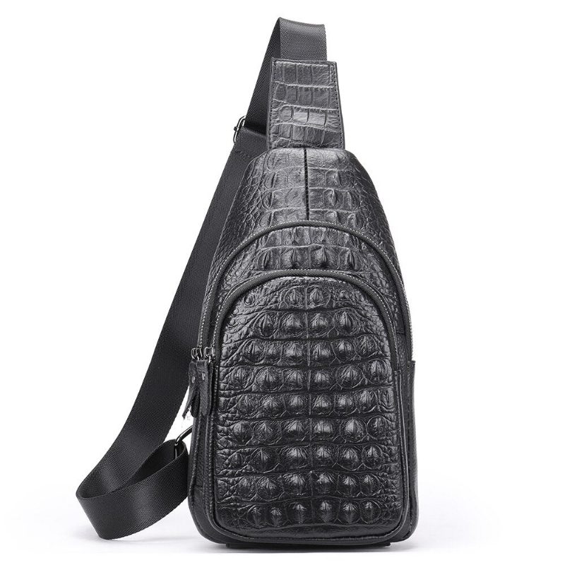 Herre Skuldertasker Exotic Chic Croc-præget Skuldertaske - Sort