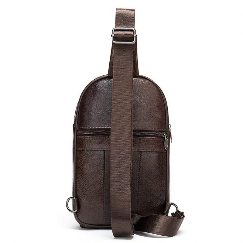 Herre Skuldertasker Exotic Zipper Sling Messenger Taske - Kaffe