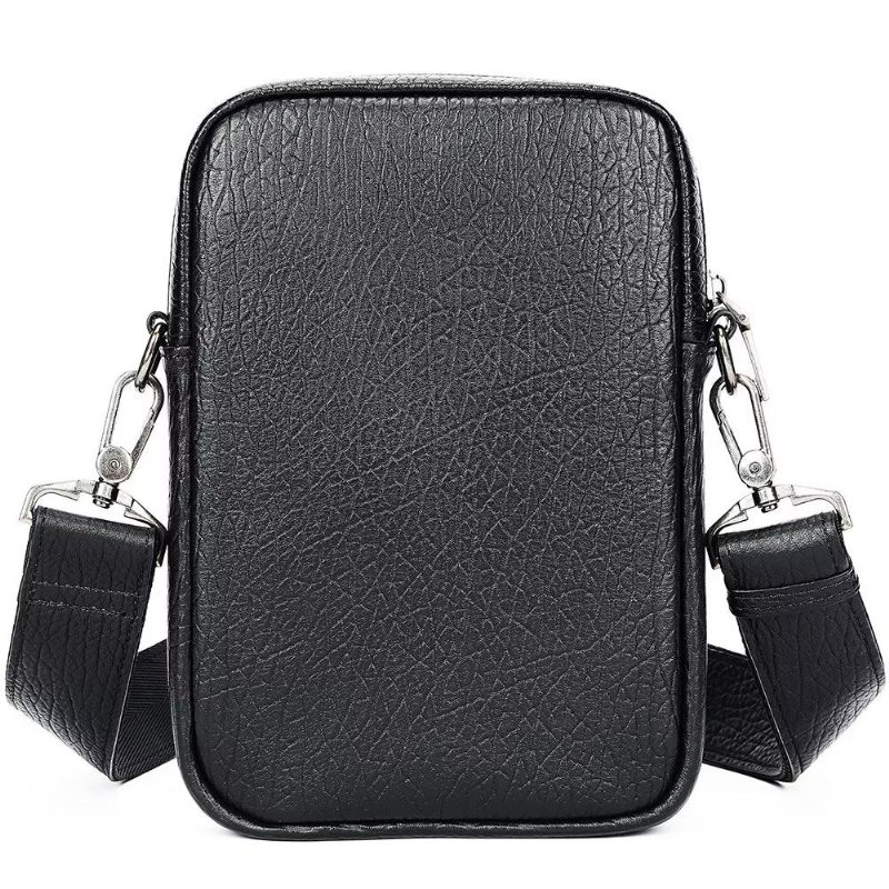 Herre Skuldertasker Luksus Ægte Læder Flap Vintage Crossbody Taske - Sort