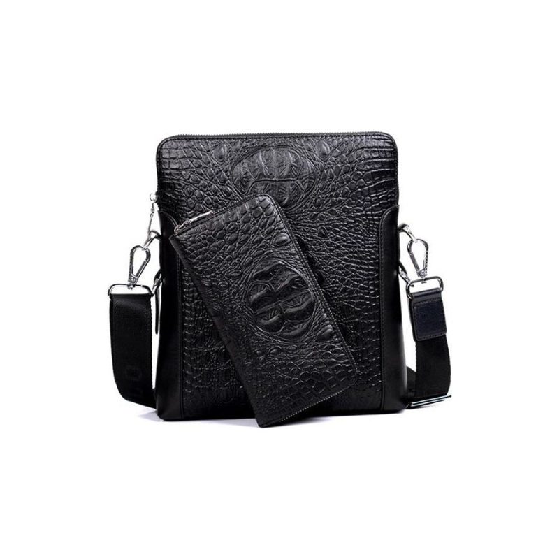 Herre Skuldertasker Luksus Crocstyle Business Skuldertaske - Sort