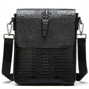 Herre Skuldertasker Luksus Krokodille Læder Flap Lynlås Crossbody Messenger Taske