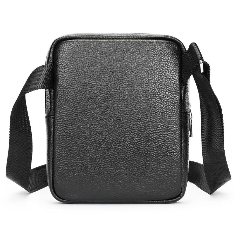 Herre Skuldertasker Luksus Læder Flap Besat Crossbody Taske - Sort