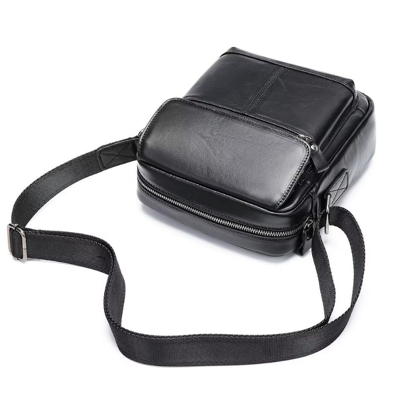 Herre Skuldertasker Luksus Læder Flap Frynsede Crossbody Taske - Sort