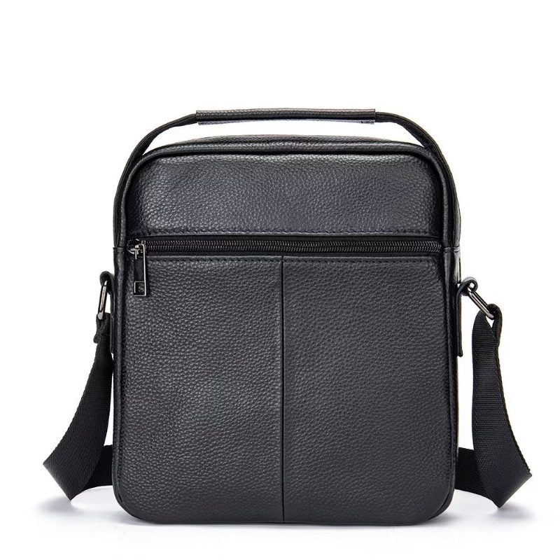 Herre Skuldertasker Luksus Læder Flap Quiltet Crossbody Taske - Sort