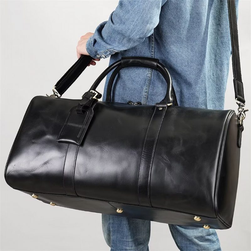 Herre Skuldertasker Luksus Leathercraft Casual Tote - Sort