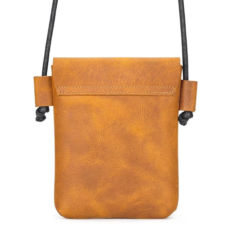 Herre Skuldertasker Luxury Crazy Horse Crossbody-taske I Læder - Brun