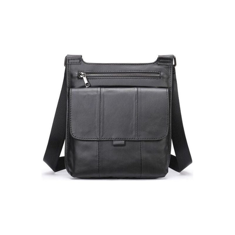 Herre Skuldertasker Lynlås Flap Crossbody Messenger Taske - Sort