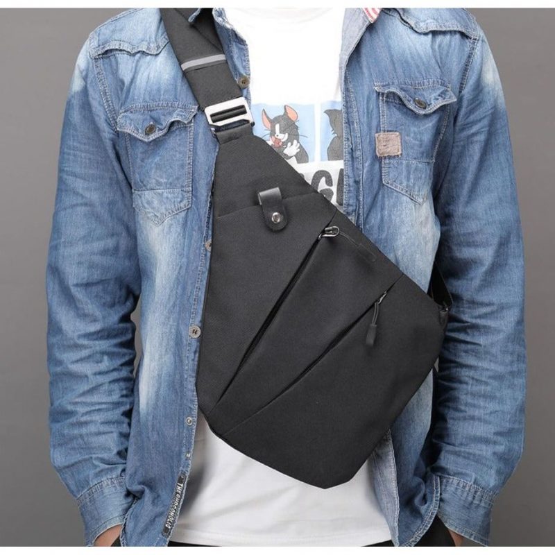 Herre Skuldertasker Vandtæt Crossbody Messenger Taske - Sort