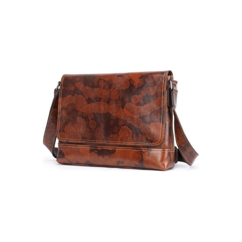 Herre Skuldertasker Vintage Lynlås Crossbody Messenger Taske - Kaffe