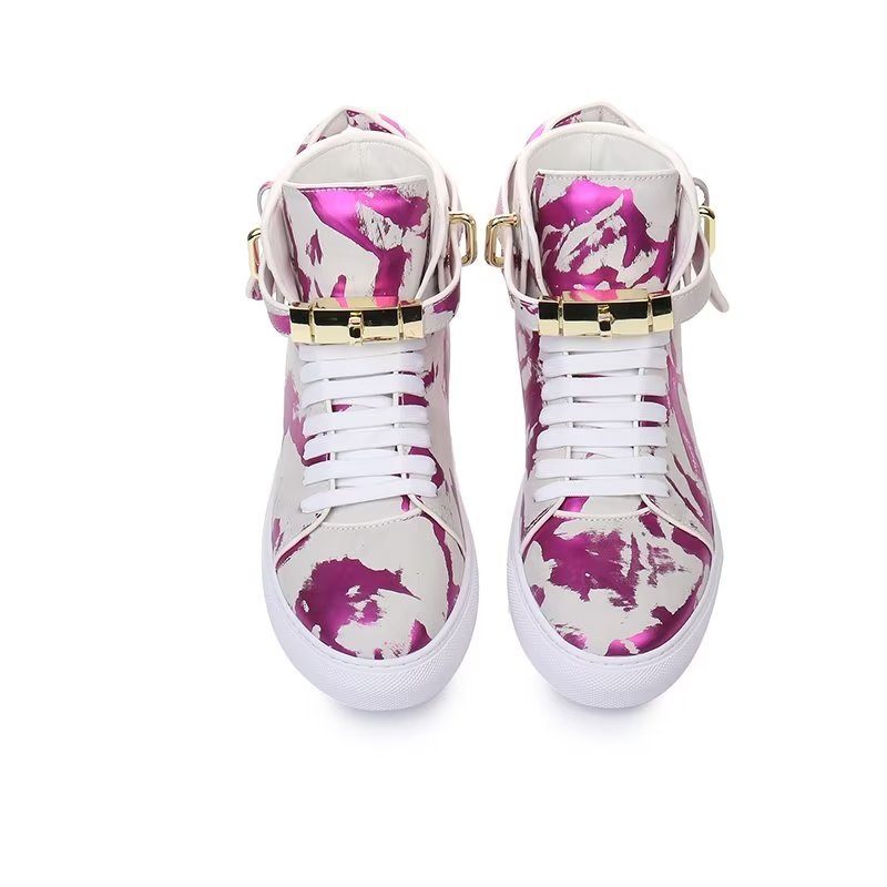 Herre Sneakers Graffiti Artisan Cow Leather High Top Sneaks - Lilla