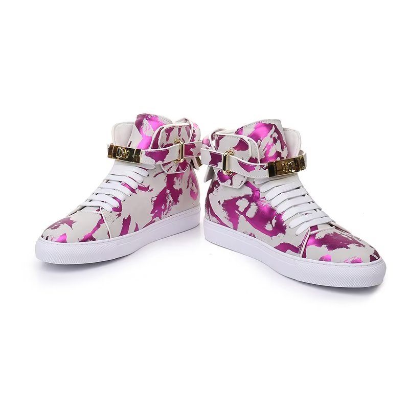 Herre Sneakers Graffiti Artisan Cow Leather High Top Sneaks - Lilla