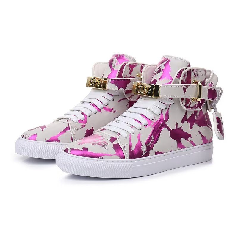 Herre Sneakers Graffiti Artisan Cow Leather High Top Sneaks - Lilla