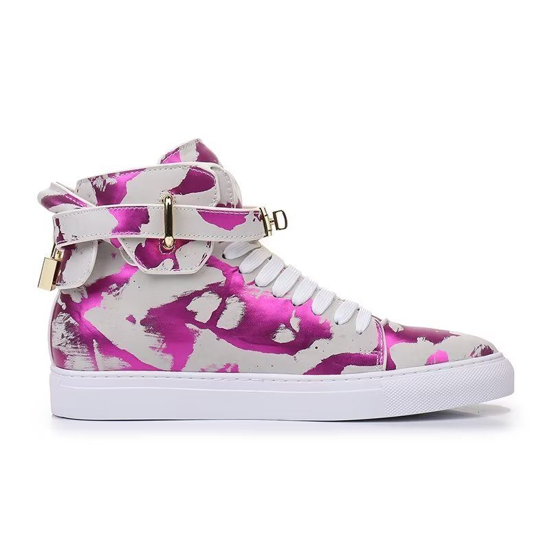 Herre Sneakers Graffiti Artisan Cow Leather High Top Sneaks - Lilla