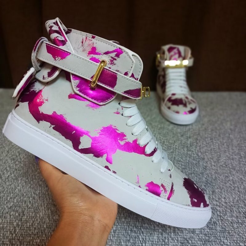 Herre Sneakers Graffiti Artisan Cow Leather High Top Sneaks - Lilla