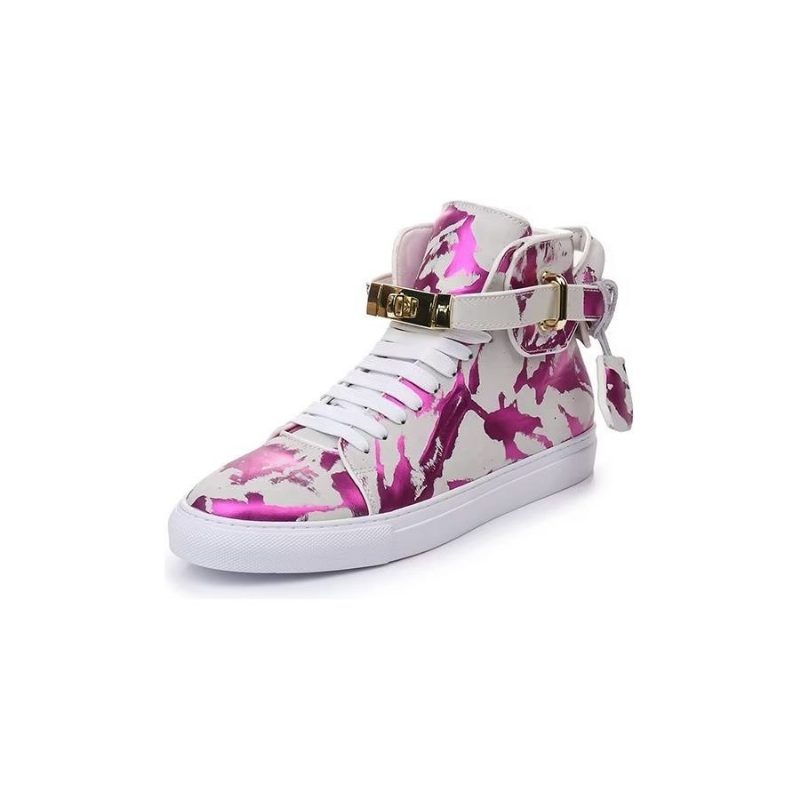 Herre Sneakers Graffiti Artisan Cow Leather High Top Sneaks - Lilla