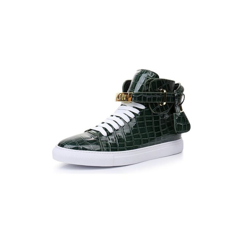 Herre Sneakers Luksus Crocemboss High Top Casual - Grøn